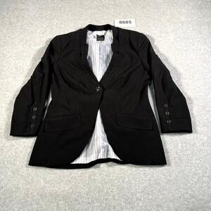 Thanx Collection Blazer Jacket Womens Small Black Lined Single Breasted Formal